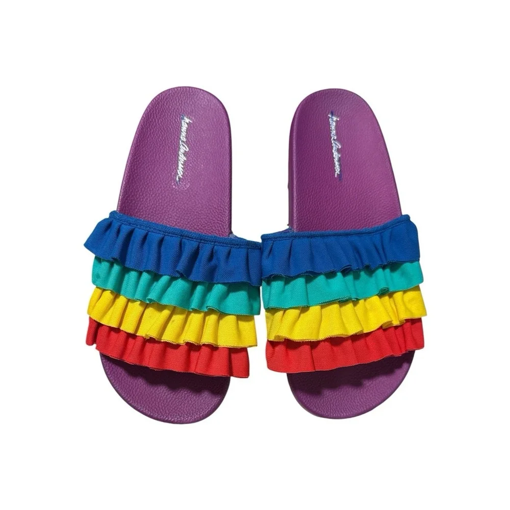 HANNA ANDERSSON Sandals Purple Rainbow Slides Shoes Youth Size 5